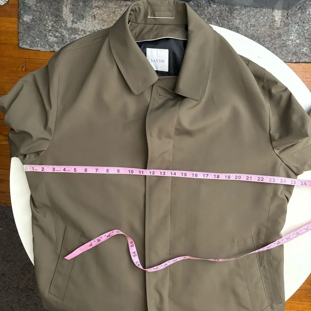 Sanyo Men’s Modern Trench Coat Dark Khaki 46R Midweight